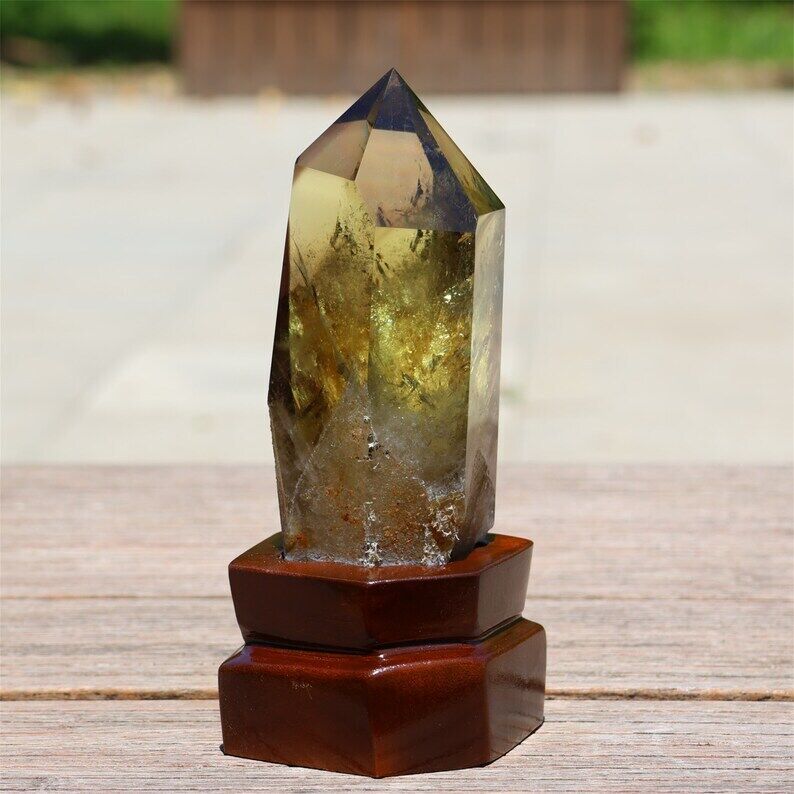 2.53LB Top Natural Citrine Obelisk Crystal Specimen Reiki Crystal Wand point