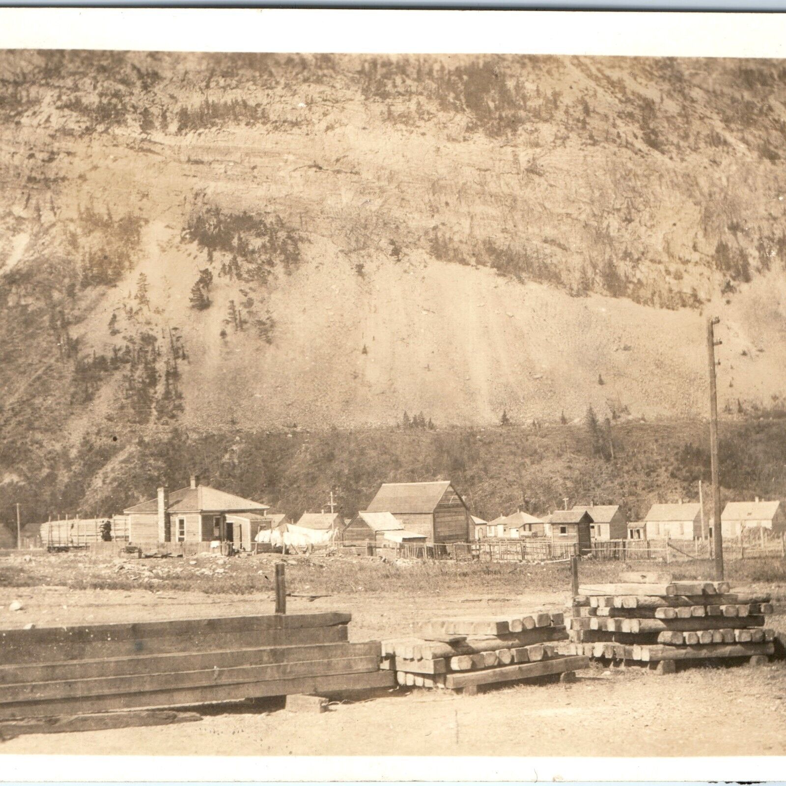 c1920s Stunning Western Pioneer Town RPPC Mountain Railway Photo Postcard A94