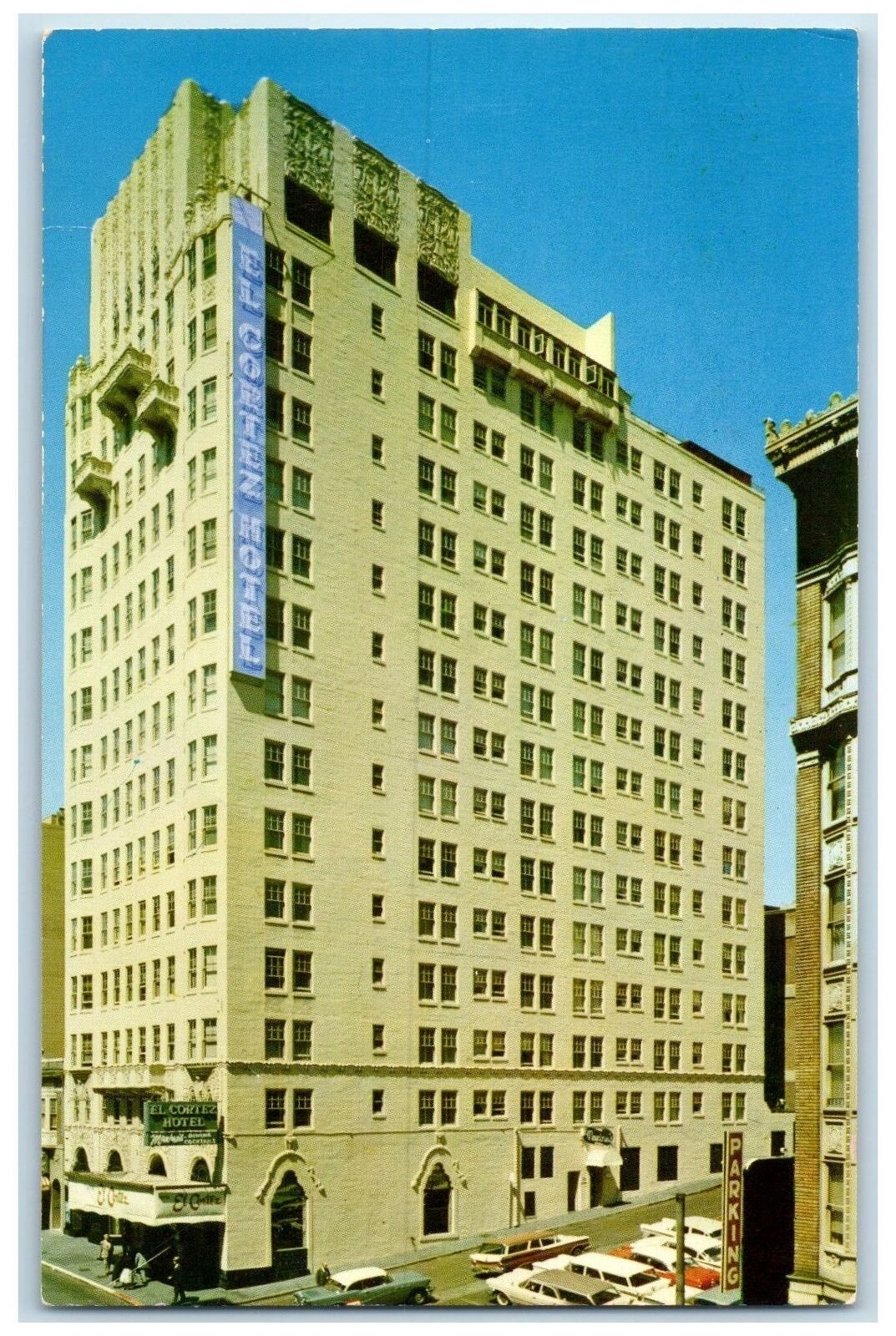 c1960s El Cortez Hotel Exterior Roadside View San Francisco CA Unposted Postcard