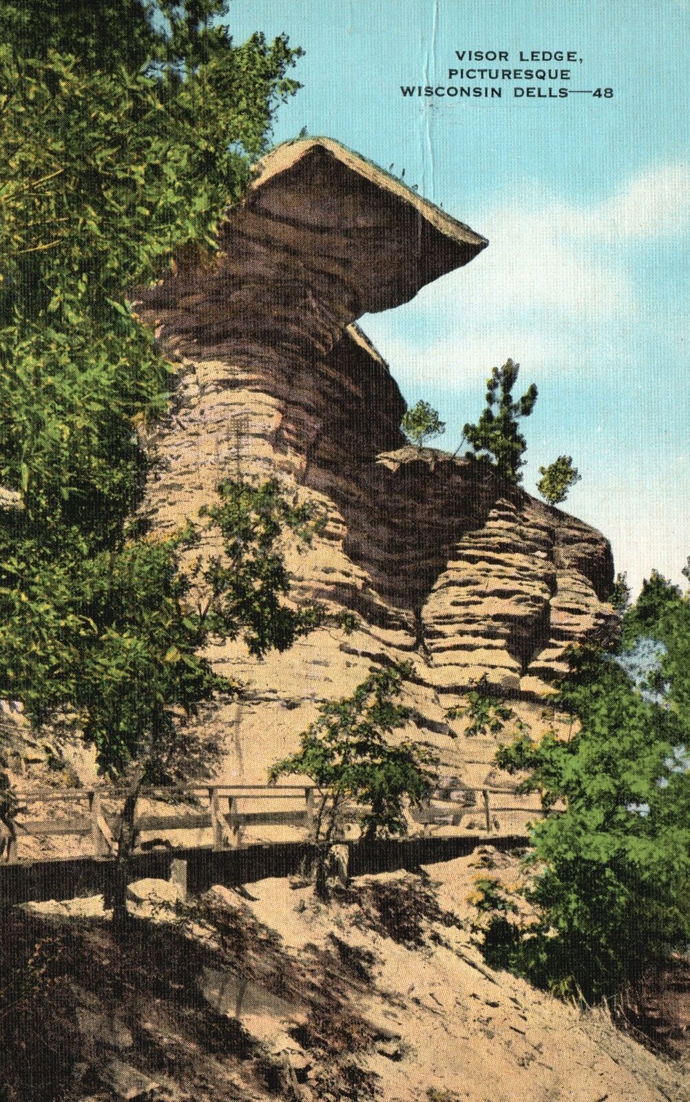 Vintage Postcard 1946 Visor Ledge Picturesque Rock Formations Wisconsin Dells WI