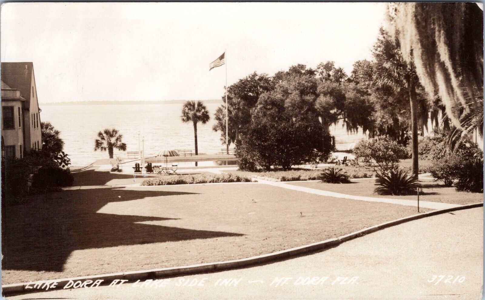 RPPC Lake Dora, Lakeside Inn, Mount Dora, Florida - c1930s Photo Postcard