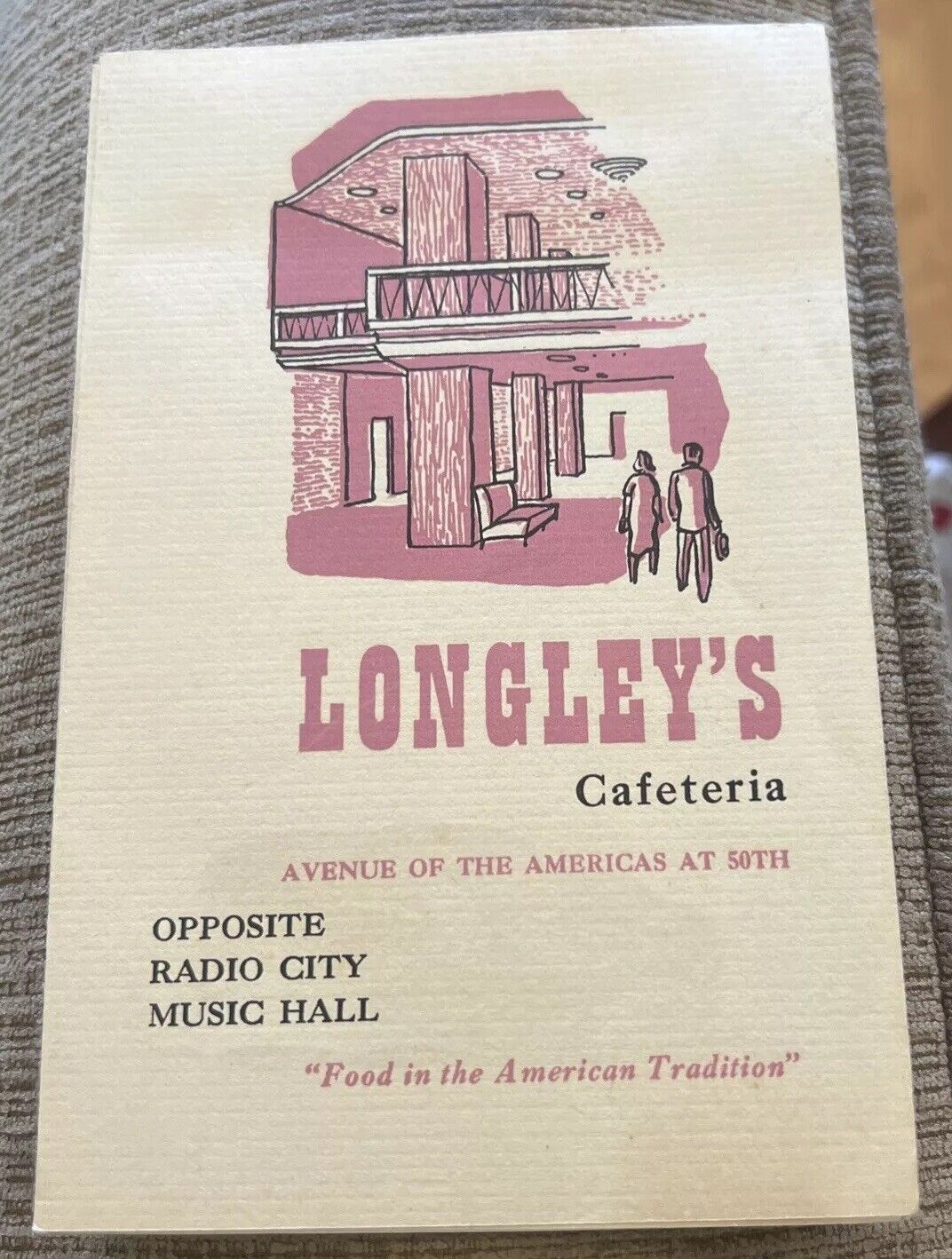 c1970 Brochure Longley’s Cafeteria Opposite Radio City Music Hall 50th Ave NYC