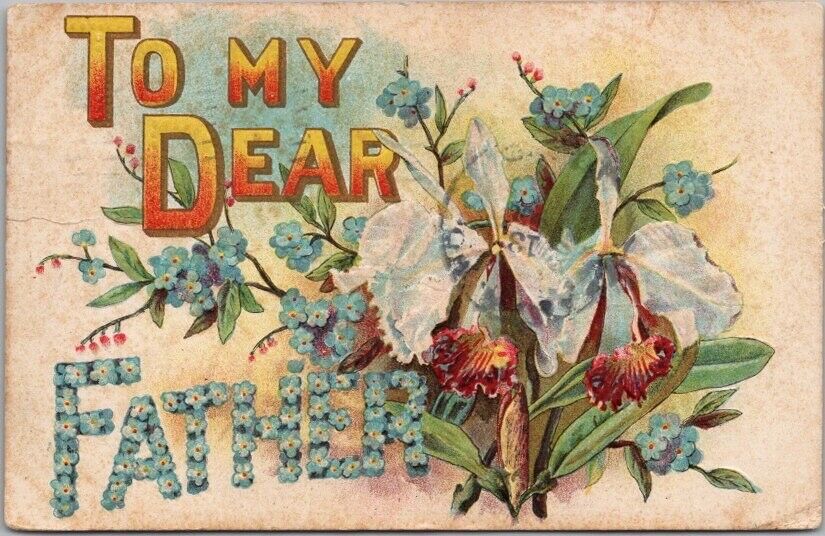 1908 FATHER'S DAY Large Letter Embossed Postcard 