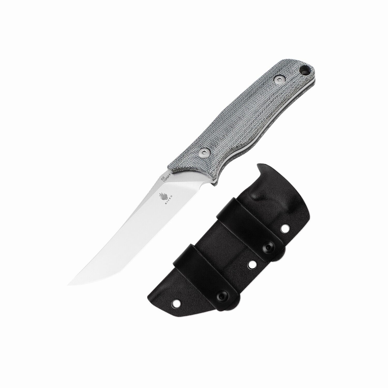 Kizer Elgon Fixed Blade Knife D2 Steel Black Micarta Handle with Sheath 1049A1