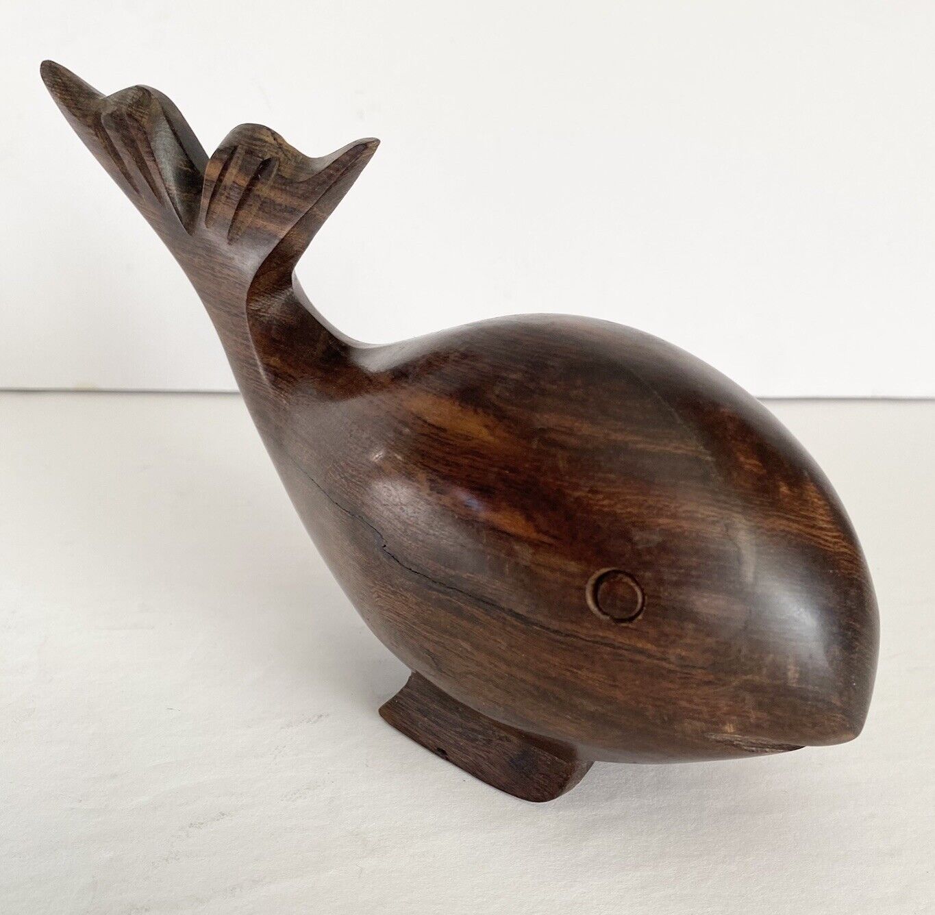 Vtg Ironwood Baby Whale Carved Wood Sculpture Figurine Decoration Nautical