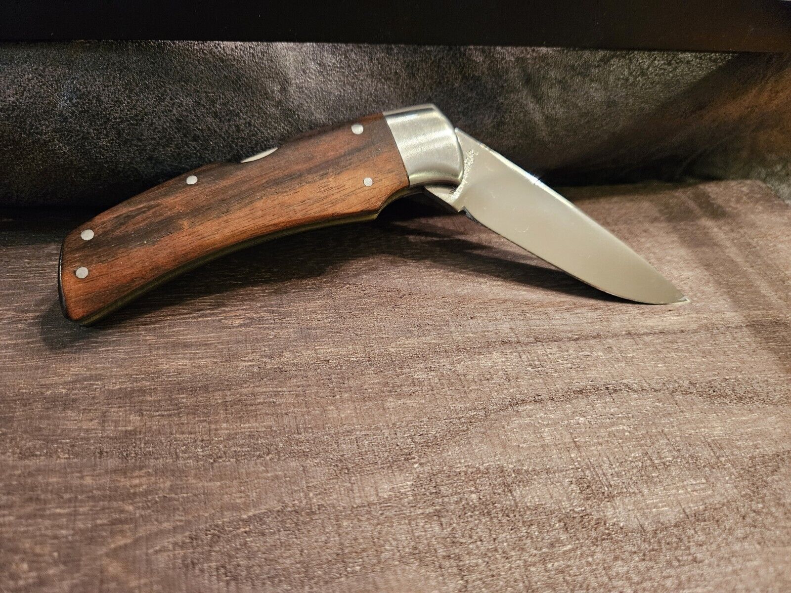 Gerber 10008 Hunter III Folding Knife Ebony Wood Sheath Sakai Japan 1980\'s