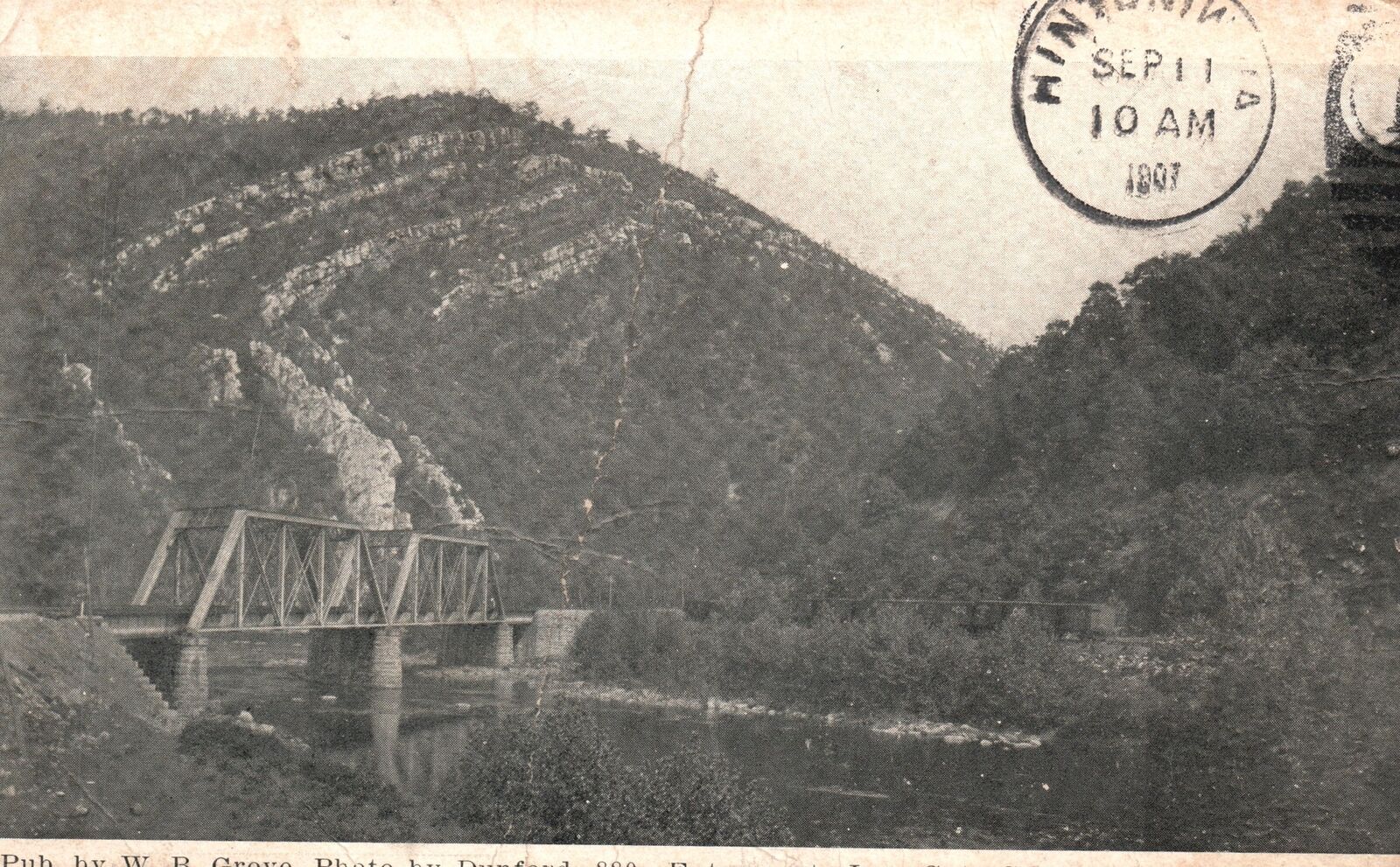 Vintage Postcard 1907 Bridge Mountains Picturesque Scenic View Forest Trees