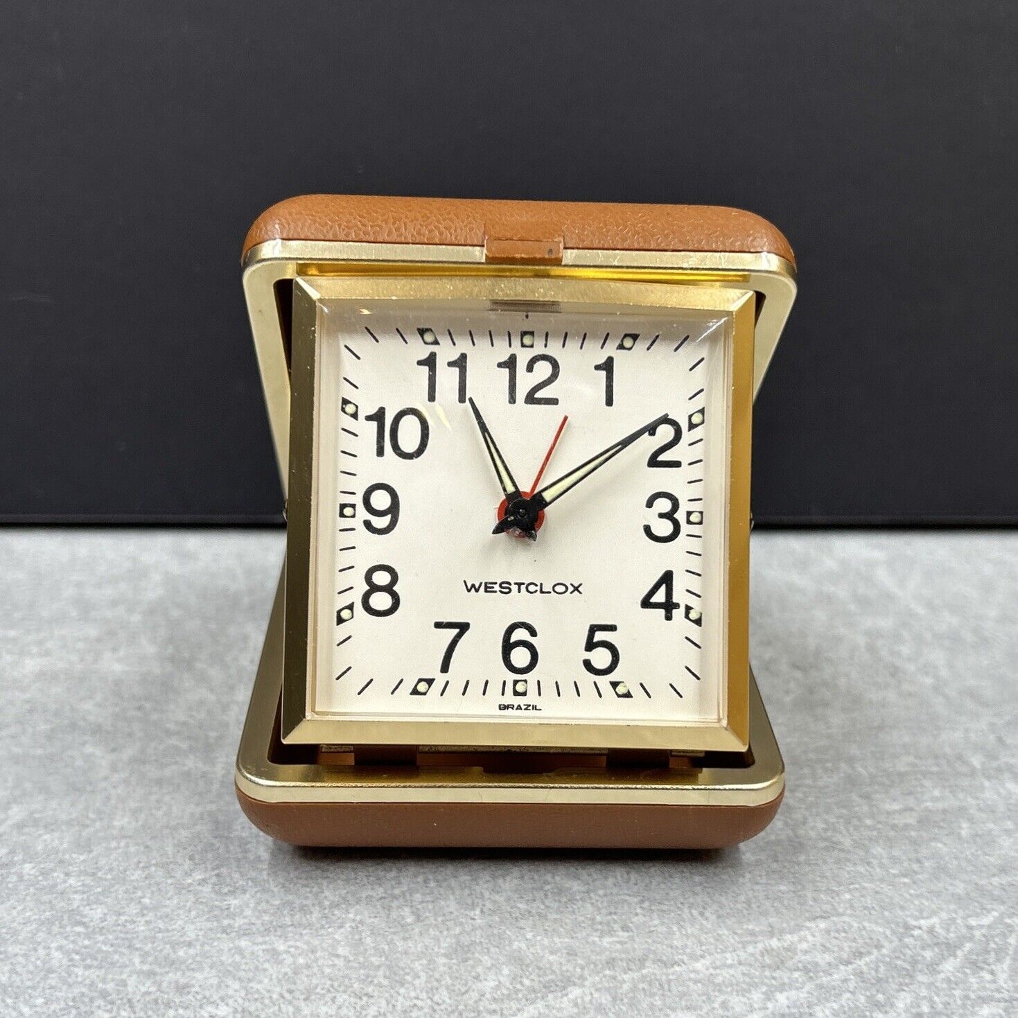 Vintage WESTCLOX Folding Travel Alarm Clock Wind Up TESTED