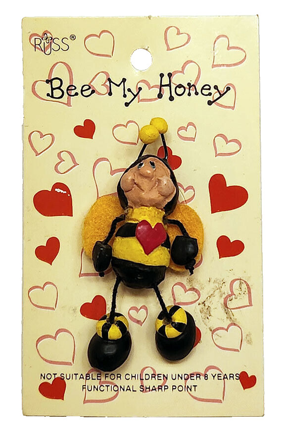 Russ PIN Valentines Vintage BUMBLEBEE Bee Honey Man Anthropomorphic Jointed NEW
