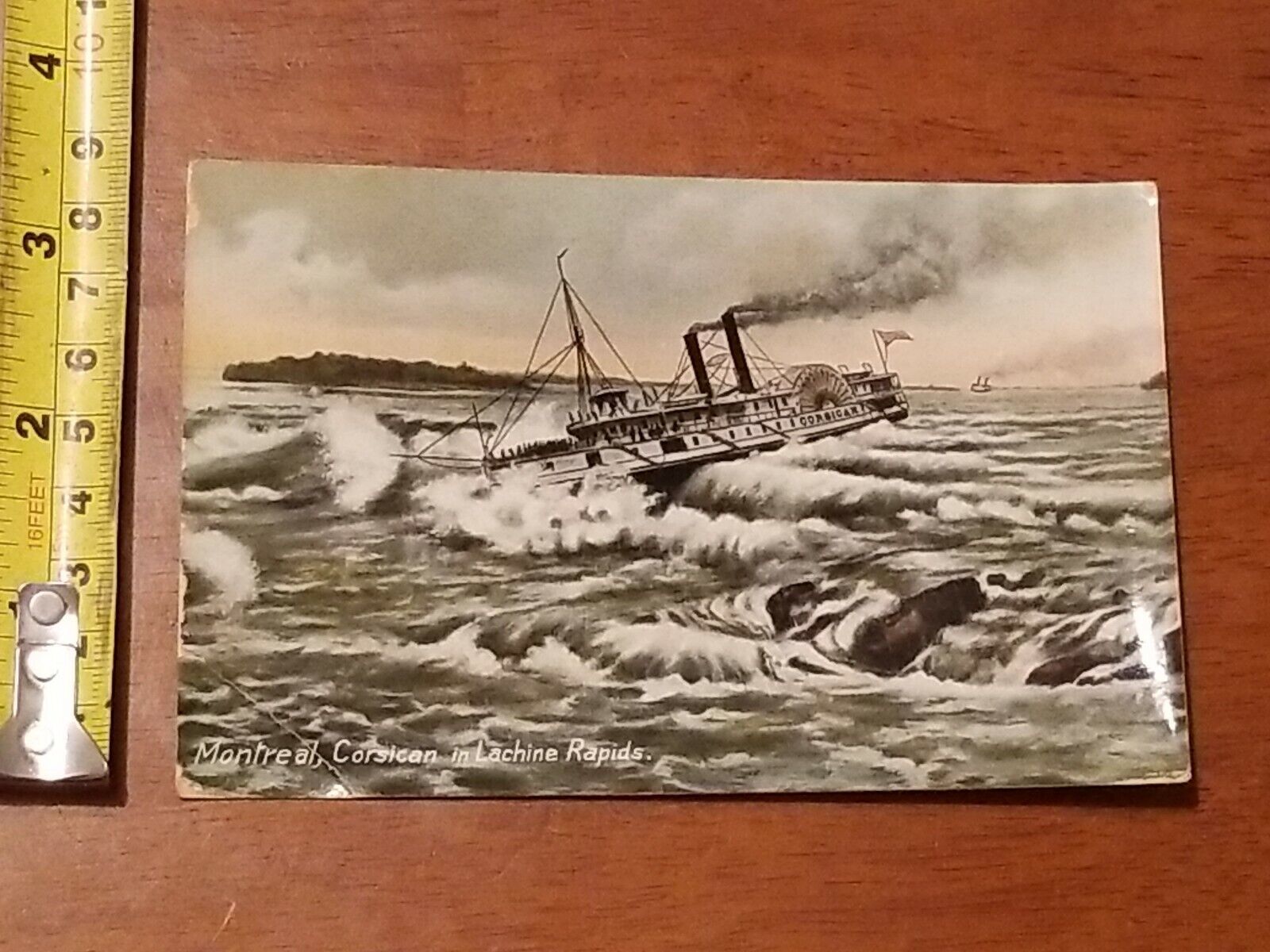 RARE OLD VINTAGE POSTCARD 1907 MONTREAL CORSICAN IN LACHINE RAPIDS