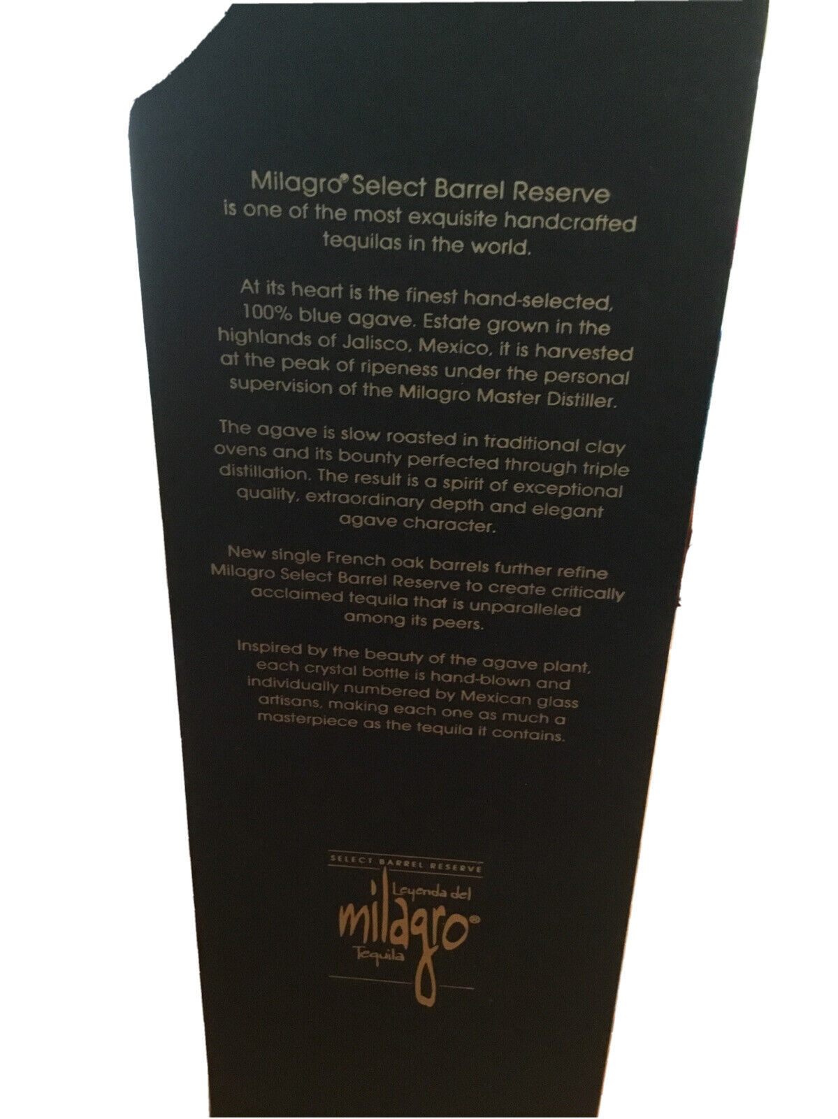 Milagro Select Barrel Reserve Limited Edition Tequila Bottle w/ Hand Blown Agave