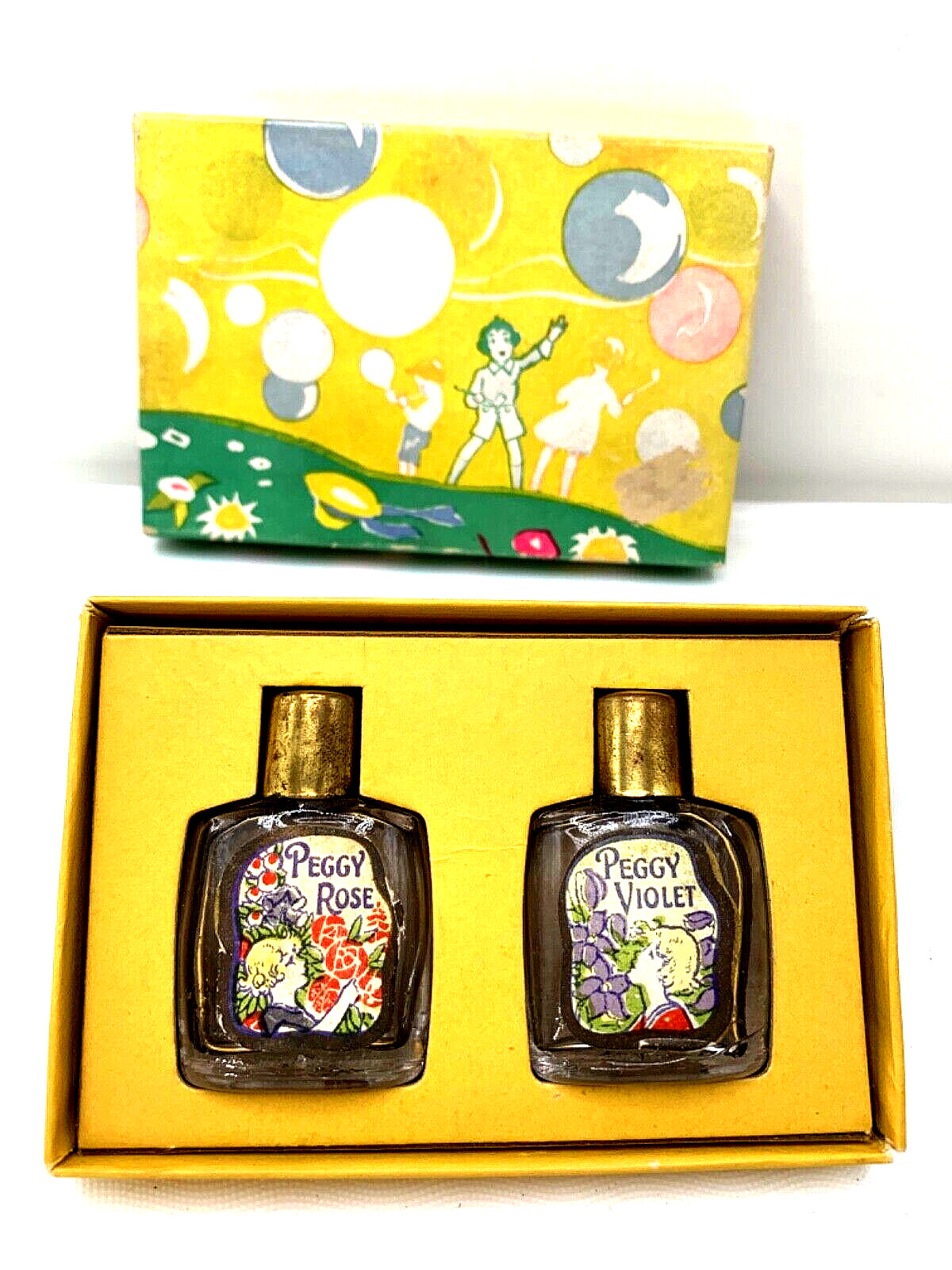 Precious  Antique Peggy Rose & Violet, Kiddy Set,  mini perfume bottles.  1920.