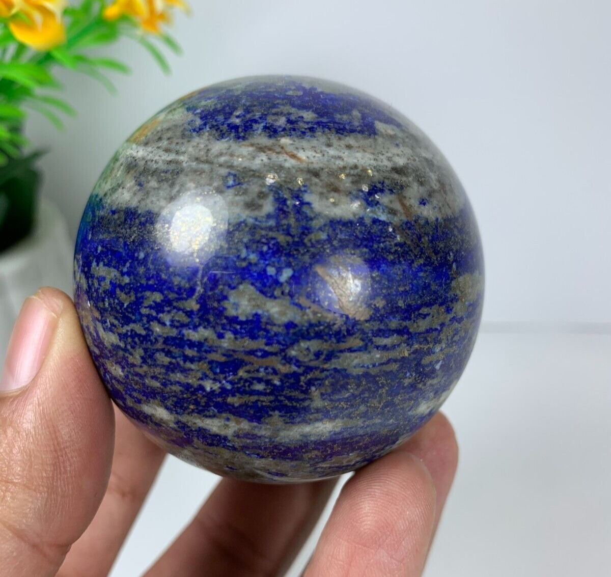 335Gram Natural Lapis Lazuli Stone Sphere Crystal Ball Quartz Dark Blue 2.2inch