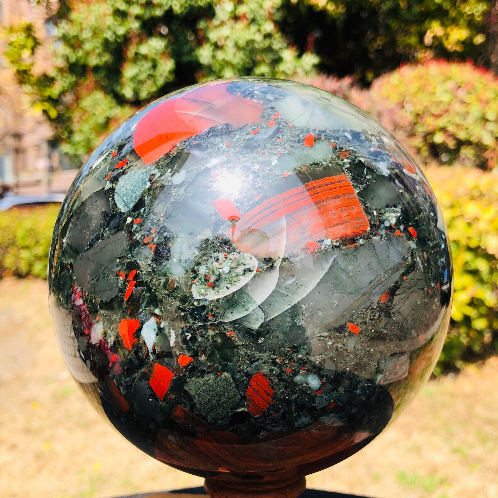 6.82lb Natural African blood stone ball crystal Quartz polished Sphere Reiki