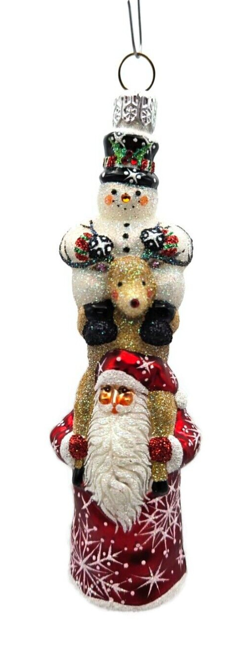 Patricia Breen Ketchikan Totem Red Snowman Santa Claus Christmas Tree Ornament