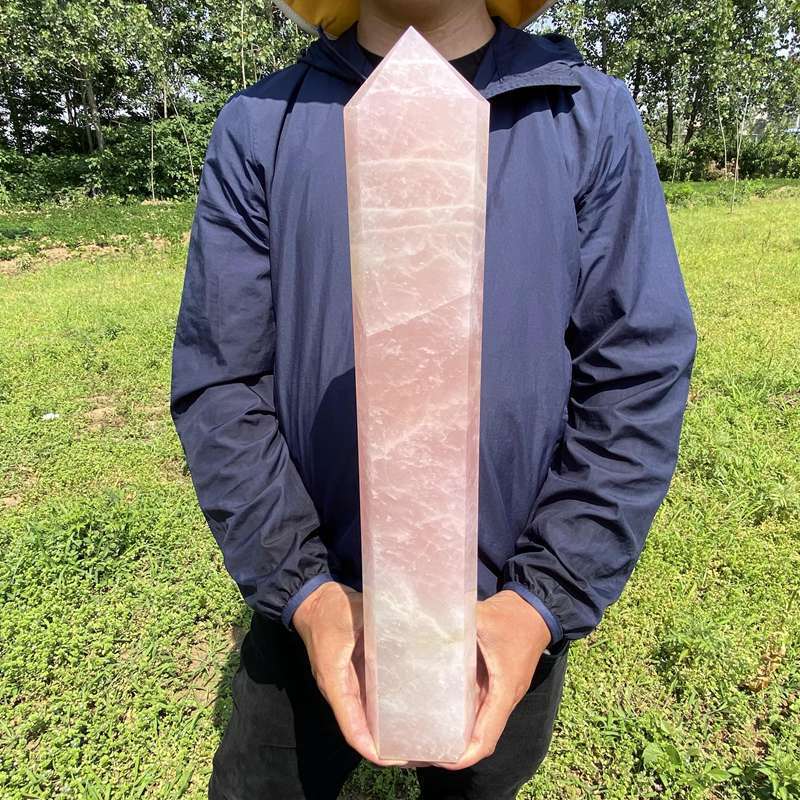 11LB Natural Rose Quartz Obelisk Large Tower Crystals Wand Point Reiki Healing