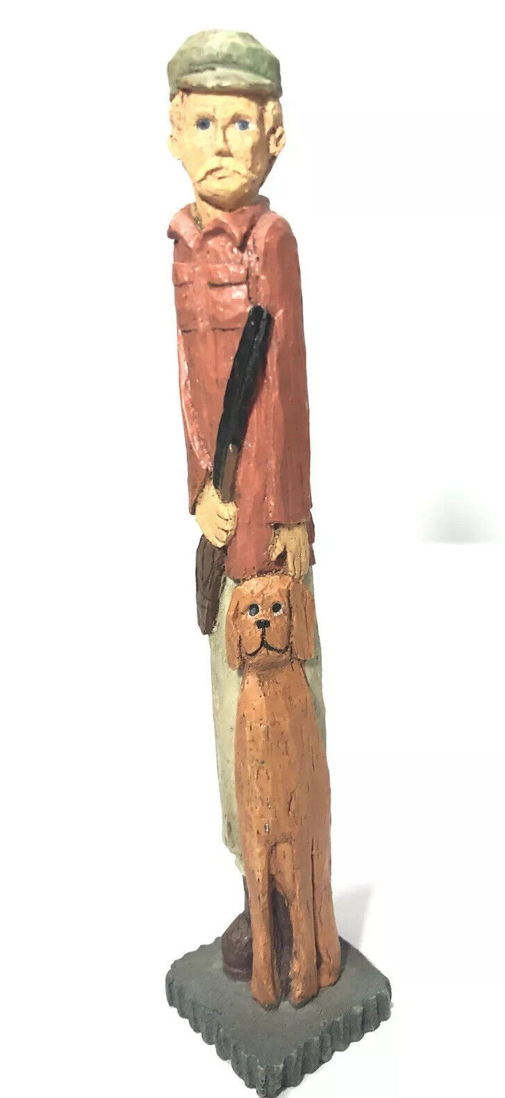 Vintage Hunter W/ Dog Figure Statue. Signed Talbots’s ‘95. Resin Hunter W/ Gun.