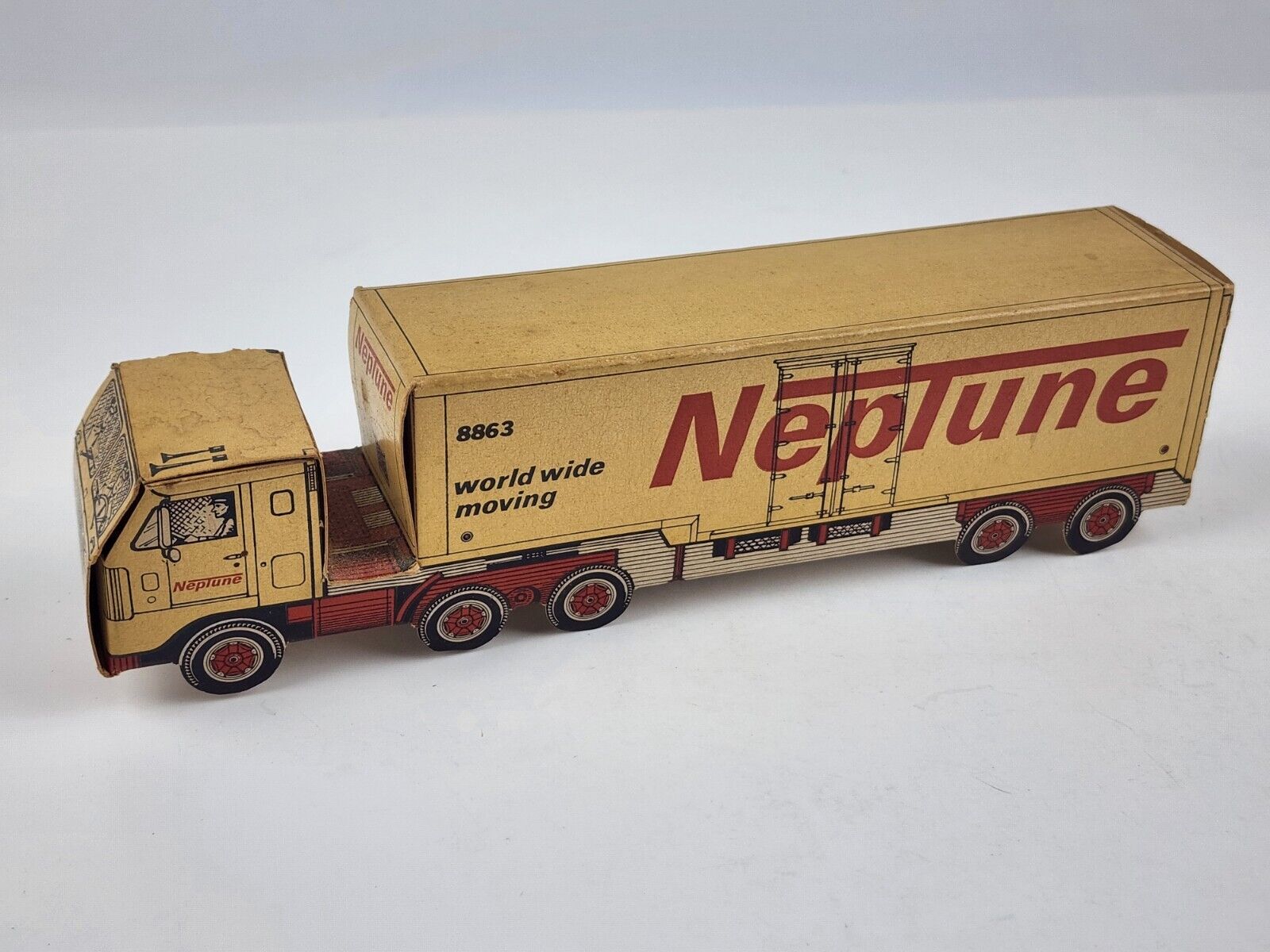 Vintage Neptune Moving Company Semi Truck Cardboard 8863 Brooks & Porter RARE