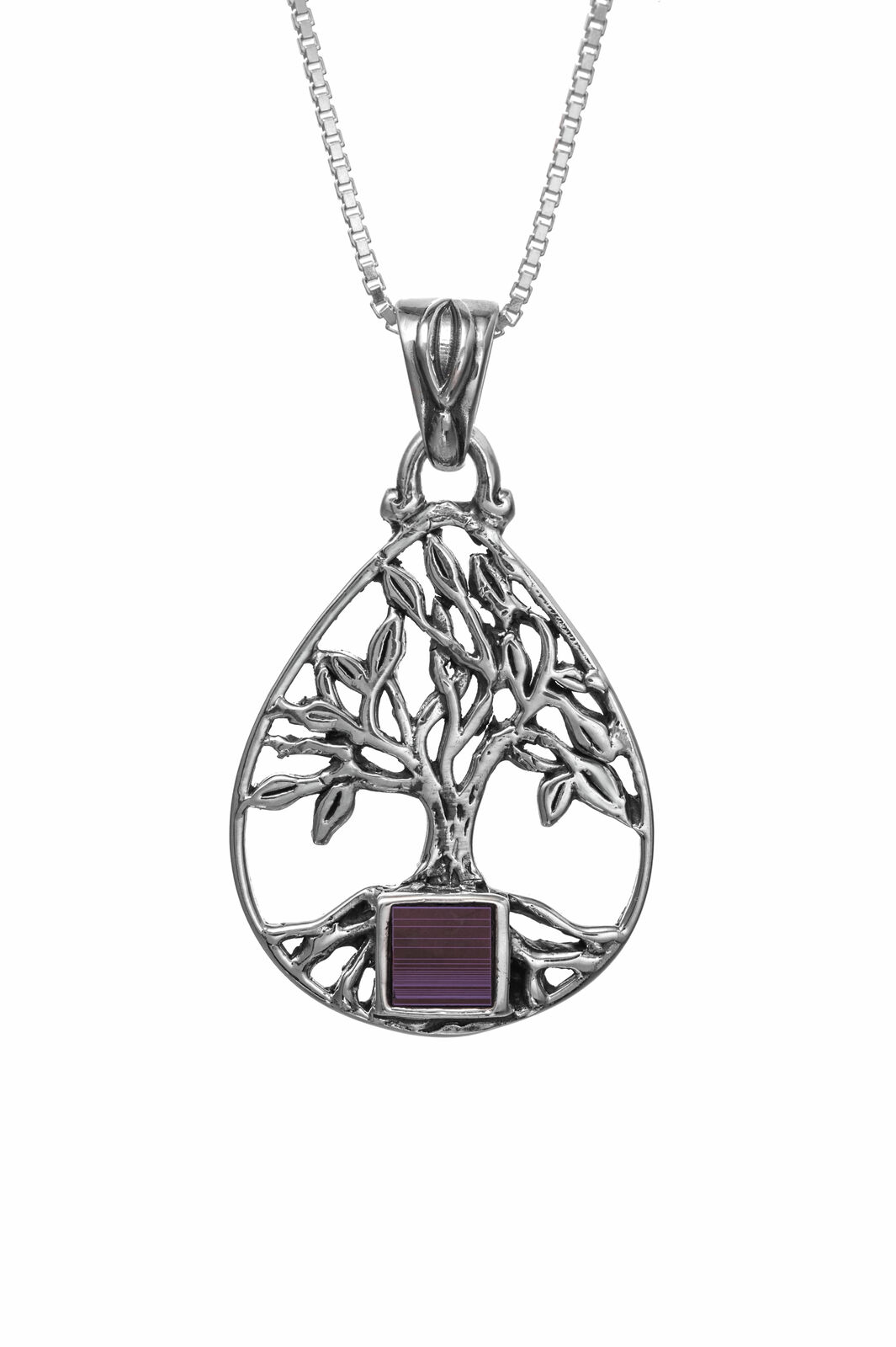 Tree of Life Pendant Jerusalem Nano Bible Torah Drop Necklace Silver 925 Gift