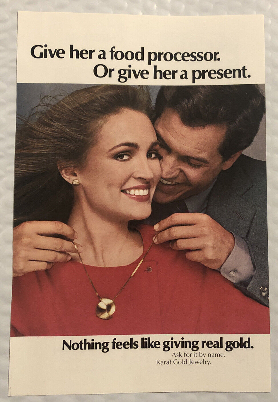Vintage 1980 Karat Gold Jewelry Original Print Ad Full Page - Give Her A Present