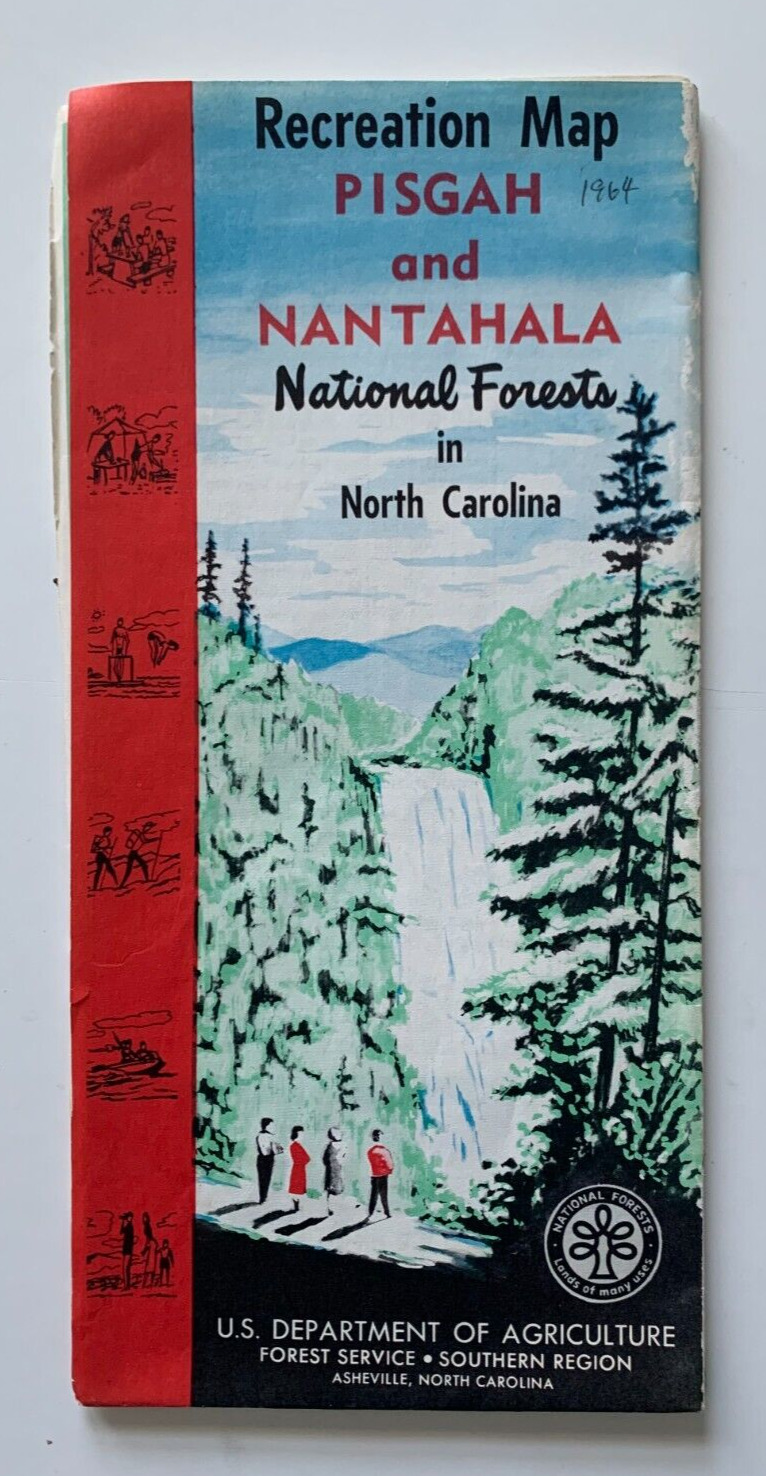 Vintage ca 1964 North Carolina Fold-out Map Pisgah & Nantahala National Forests