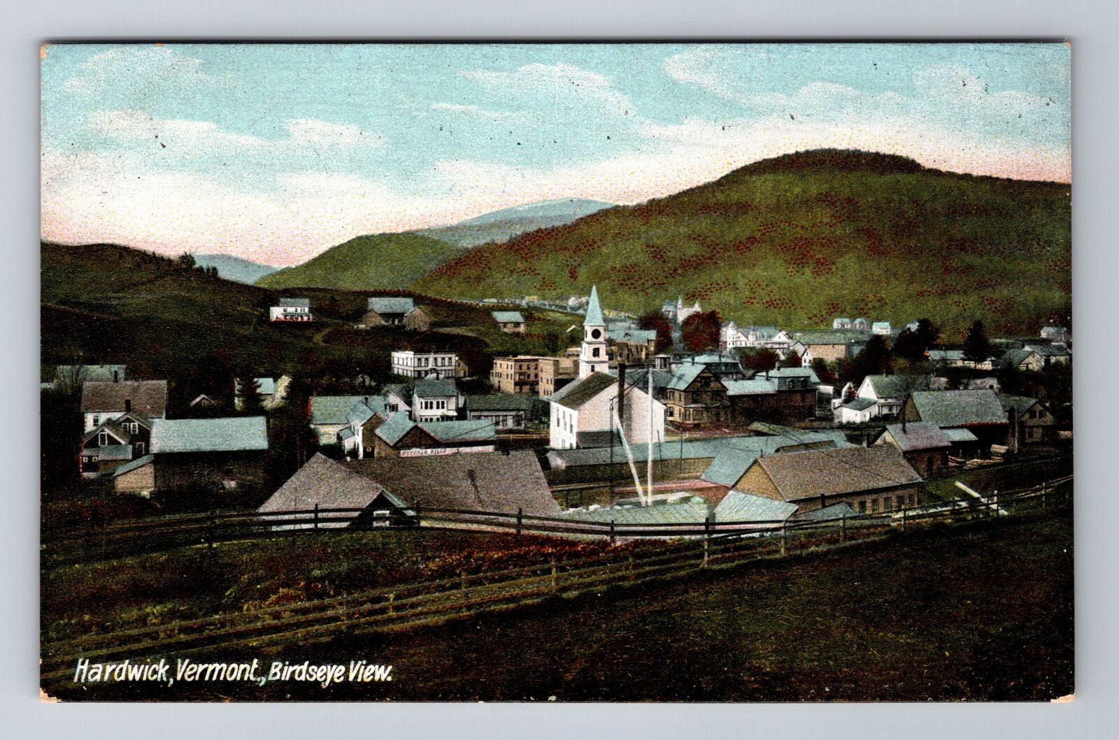 Hardwick VT-Vermont, Aerial Of Town Area, Antique, Vintage Souvenir Postcard