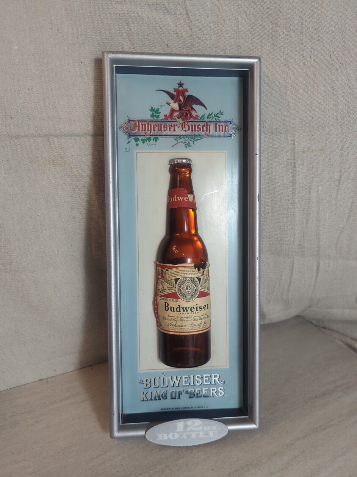 Rare Vintage Budweiser Beer Sign 12 Ounce 3D Beer Bottle \