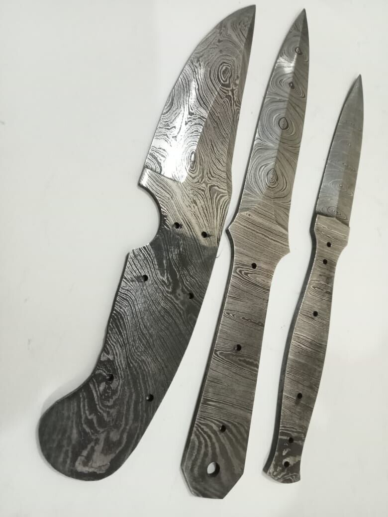 Beautiful Hand made Damascus steel lot  3pcs Blank Blade dagger knives (NE-2102)