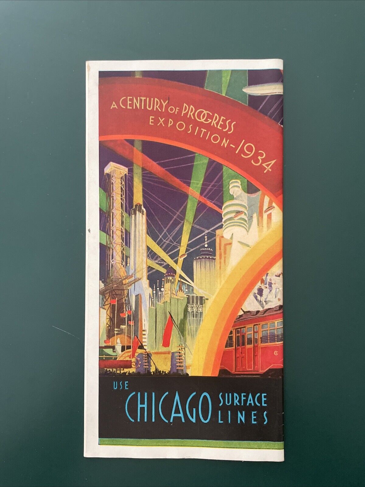 Chicago Worlds Fair A Century of Progress 1934 Chicago Surface Line Fold Out Map