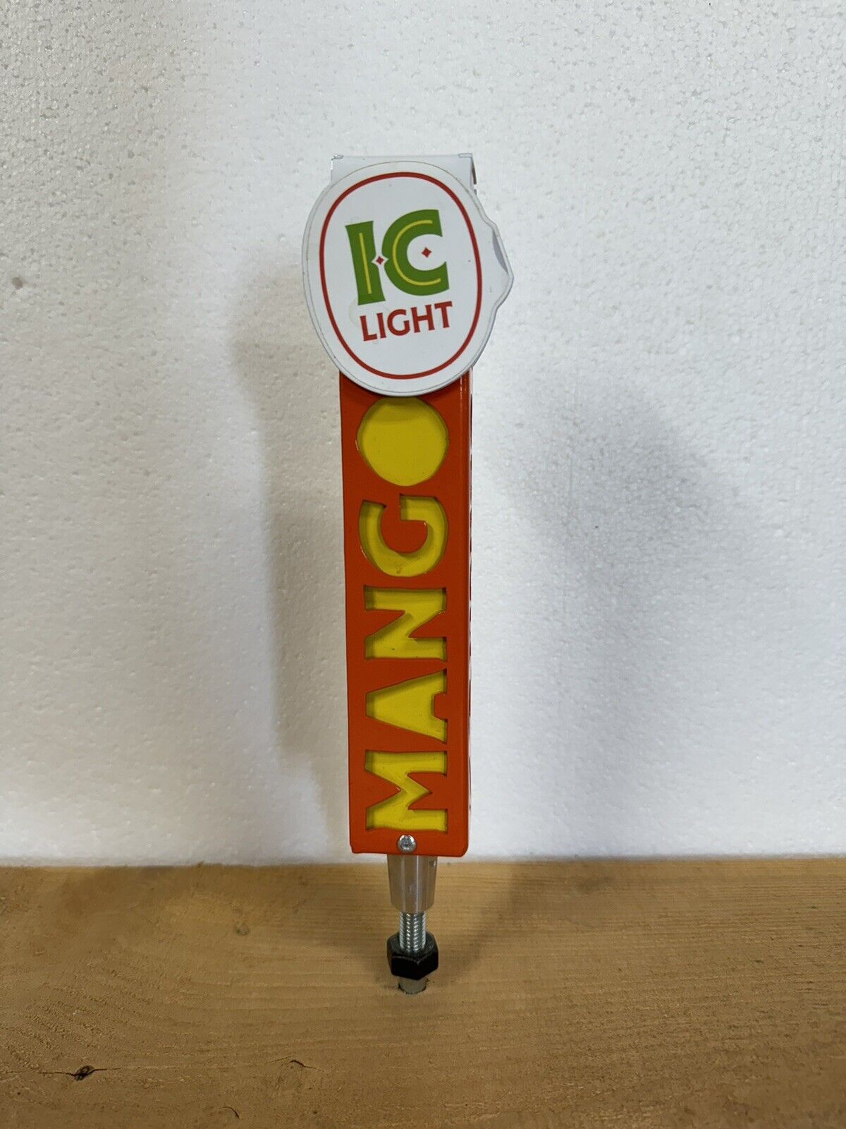 nice short 5in IC LIGHT MANGO BEER TAP HANDLE marker Pittsburgh tapper pull knob