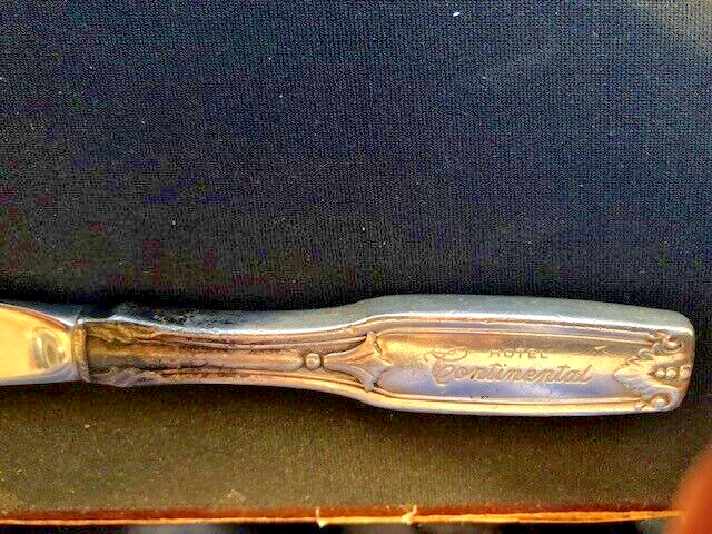 silver butter knife marked 'Hotel Continental' Chicago