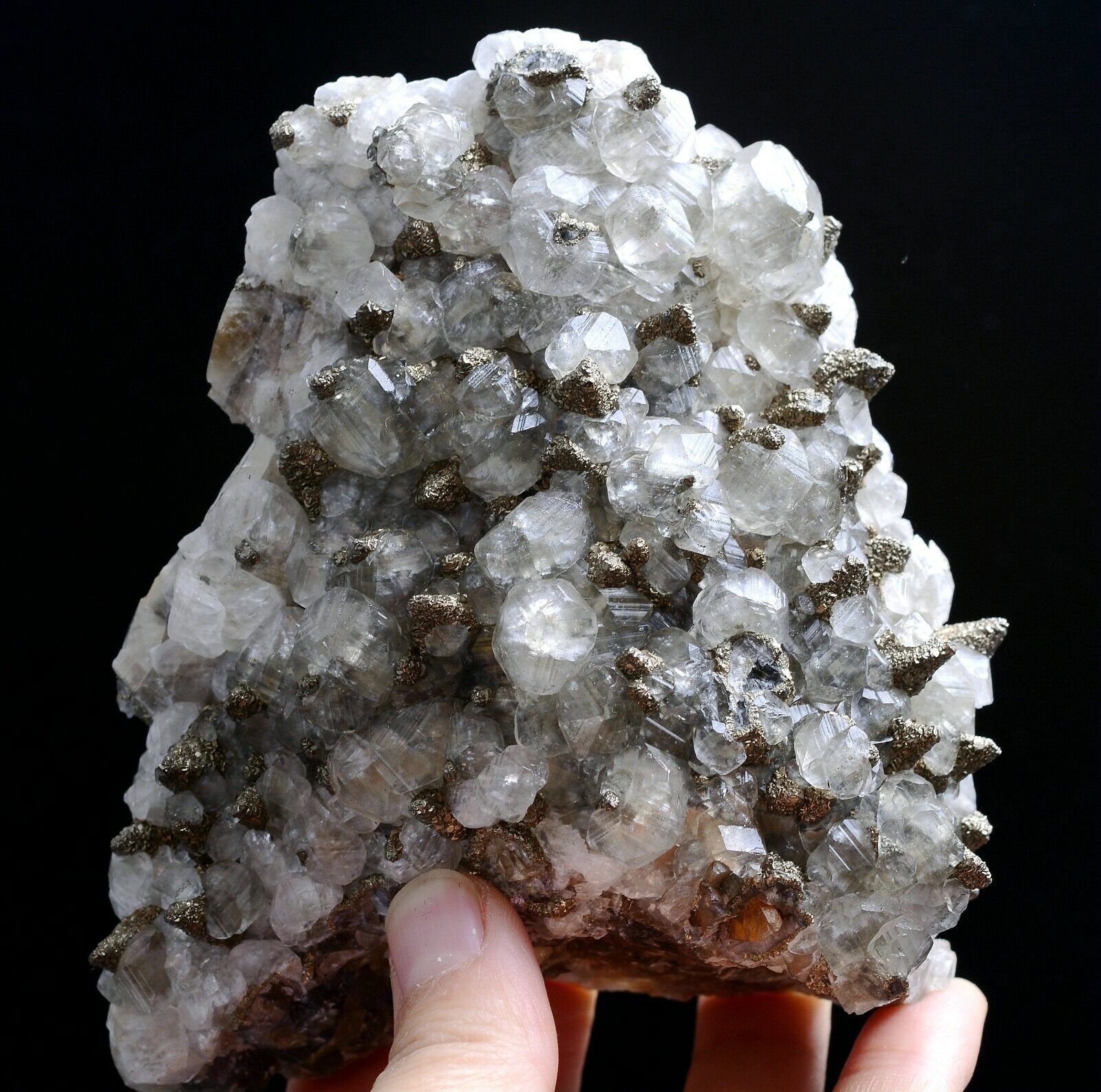 529g Natural Columnar Benz Calcite & Pyrite Symbiotic Mineral Specimen/ China
