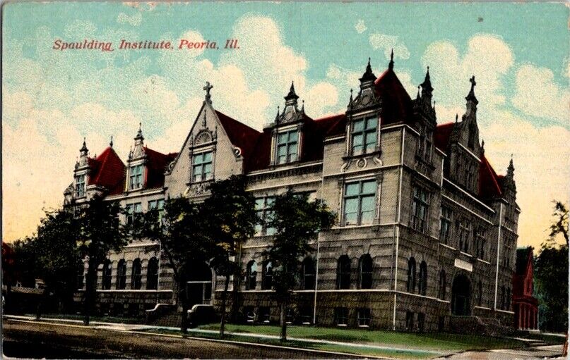 Vintage Postcard Spaulding Institute Peoria IL Illinois 1913               H-134