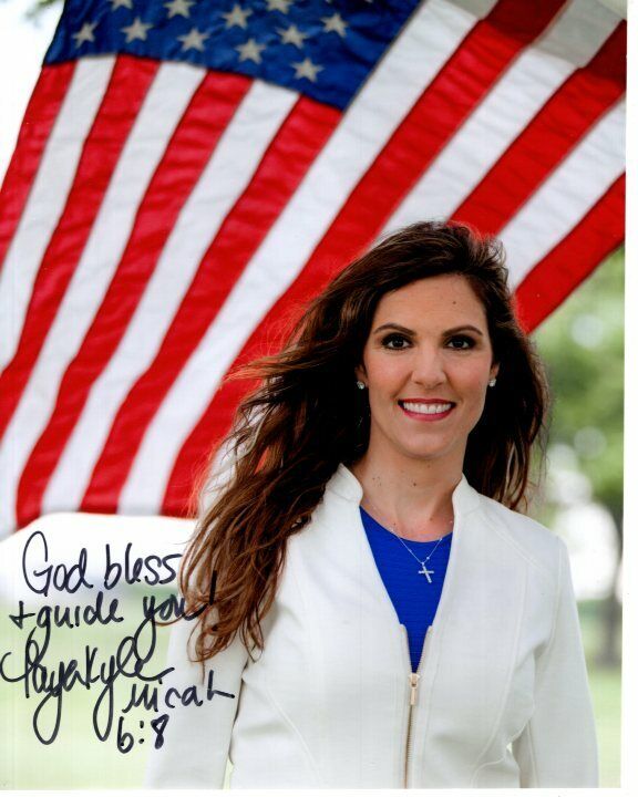 TAYA KYLE signed 8x10 AMERICAN FLAG photo WIDOW OF CHRIS great content
