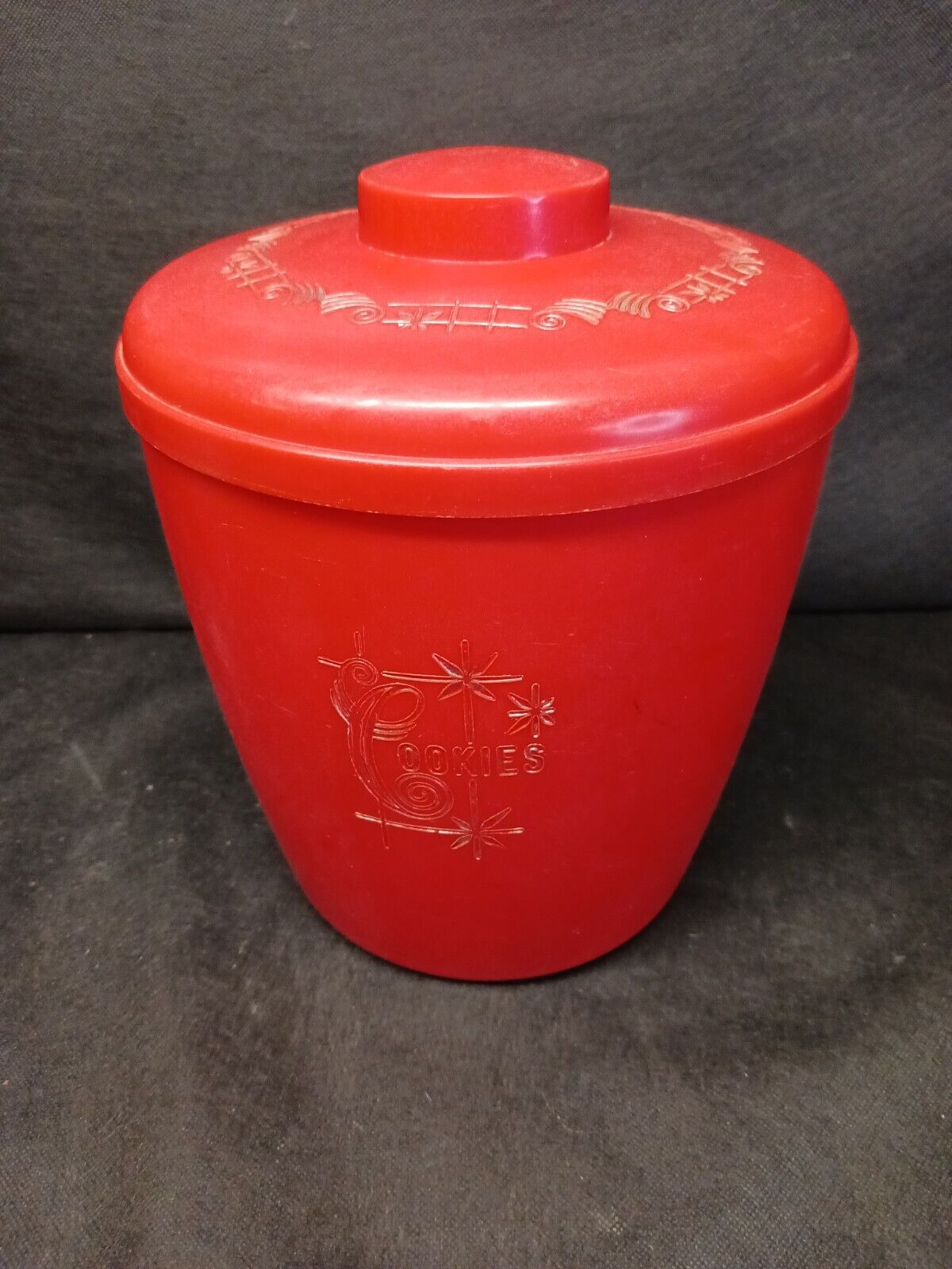 Vintage MCM Lustro-Ware Red Cookie Canister (Cols Plastic Products) Made in USA