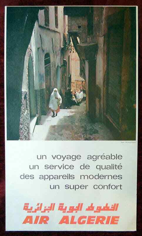 Original Poster Algeria Air Algerie Casbah Woman Veiled  Veil Africa Travel