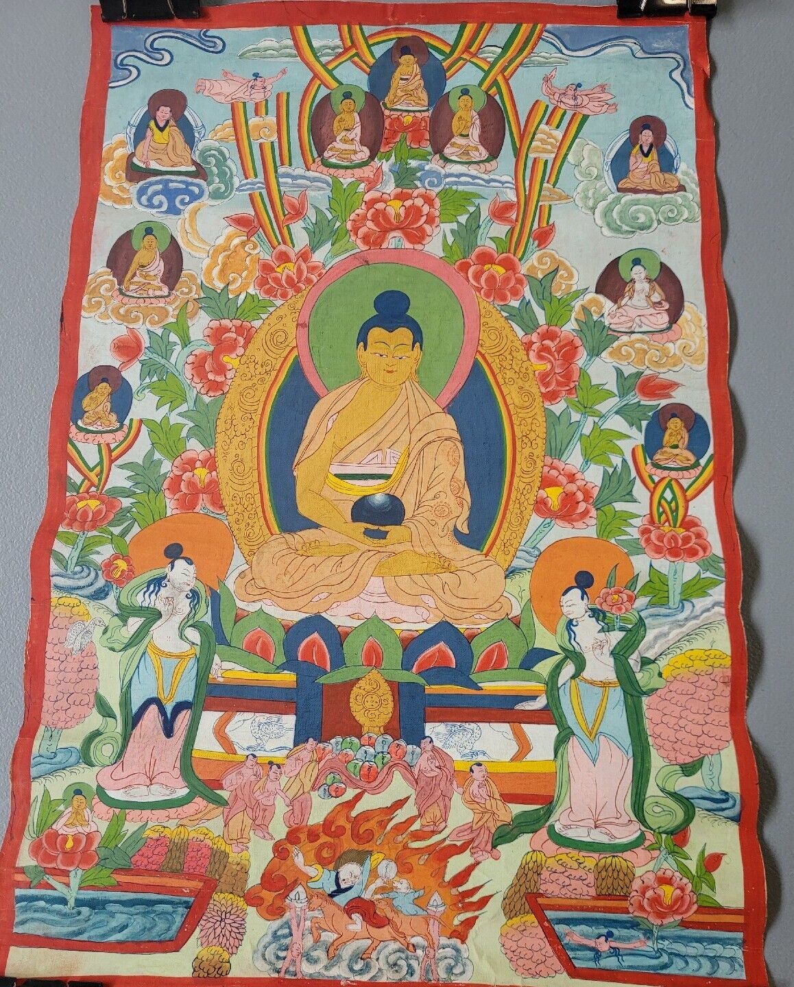 Shakyamuni Buddha Founder Buddhism Hand Painted Nepal Tibet Thangka/Thanka Art