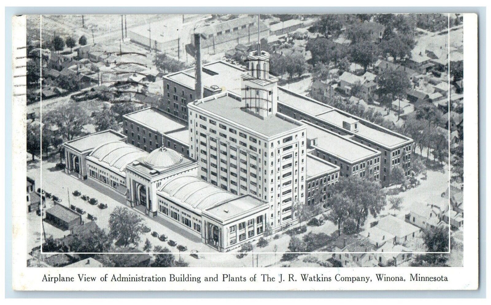 1941 Airplane View Administration Buildings Plants Winona Minnesota MN Postcard