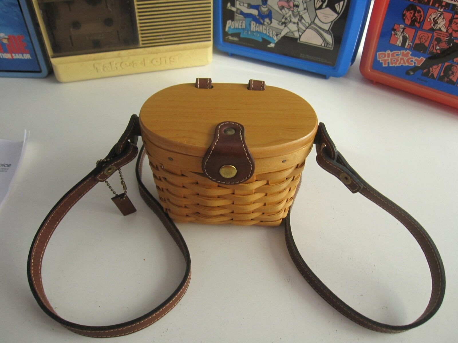 2000 Longaberger Woodcrafts Handwoven Purse Double Signed by Jo Anne and Rich