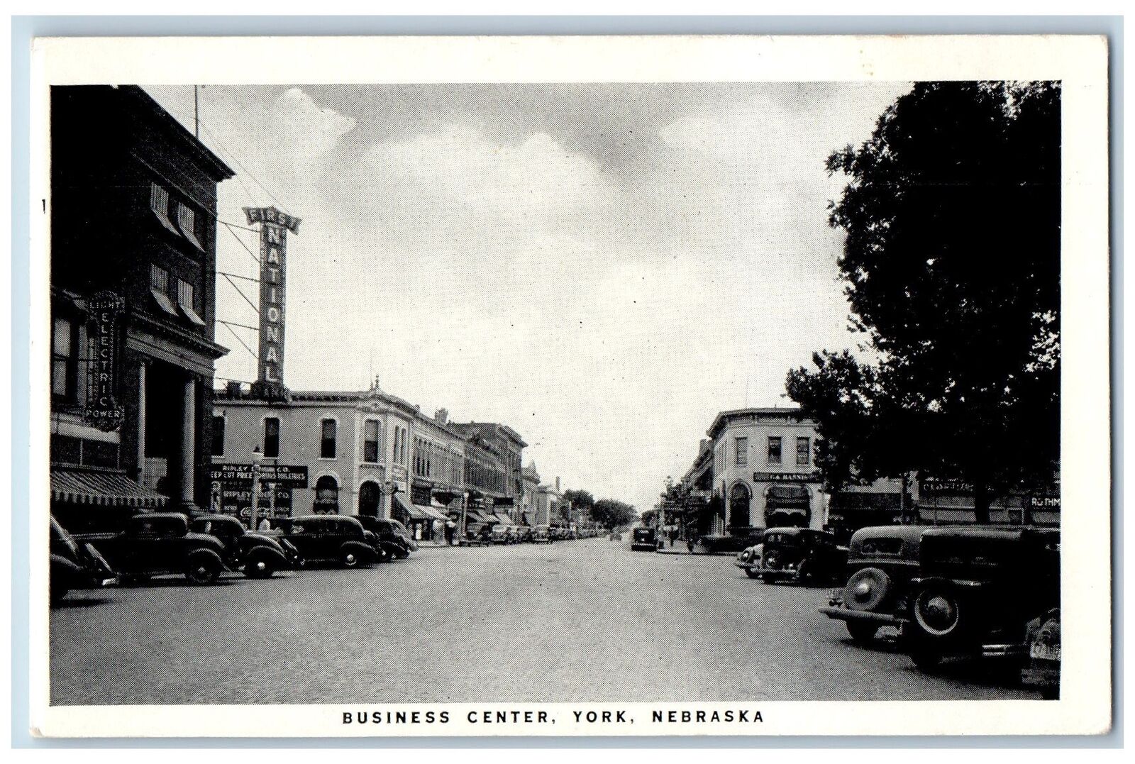 York Nebraska NE Postcard Business Center Coca-Cola Signage c1940's Vintage Cars