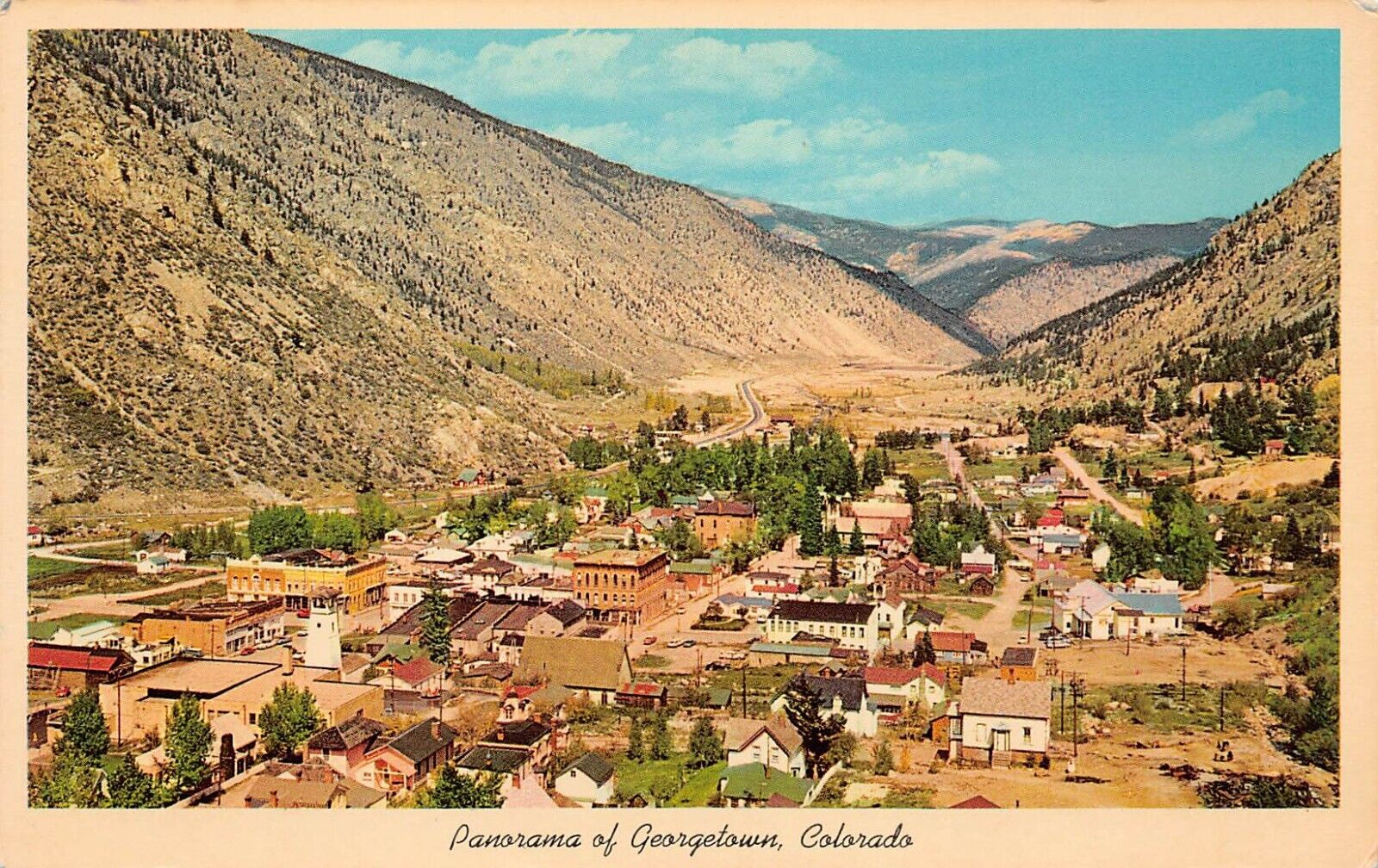 Georgetown CO Colorado Panorama Downtown Hwy US 6 Loveland Pass Vtg Postcard V3