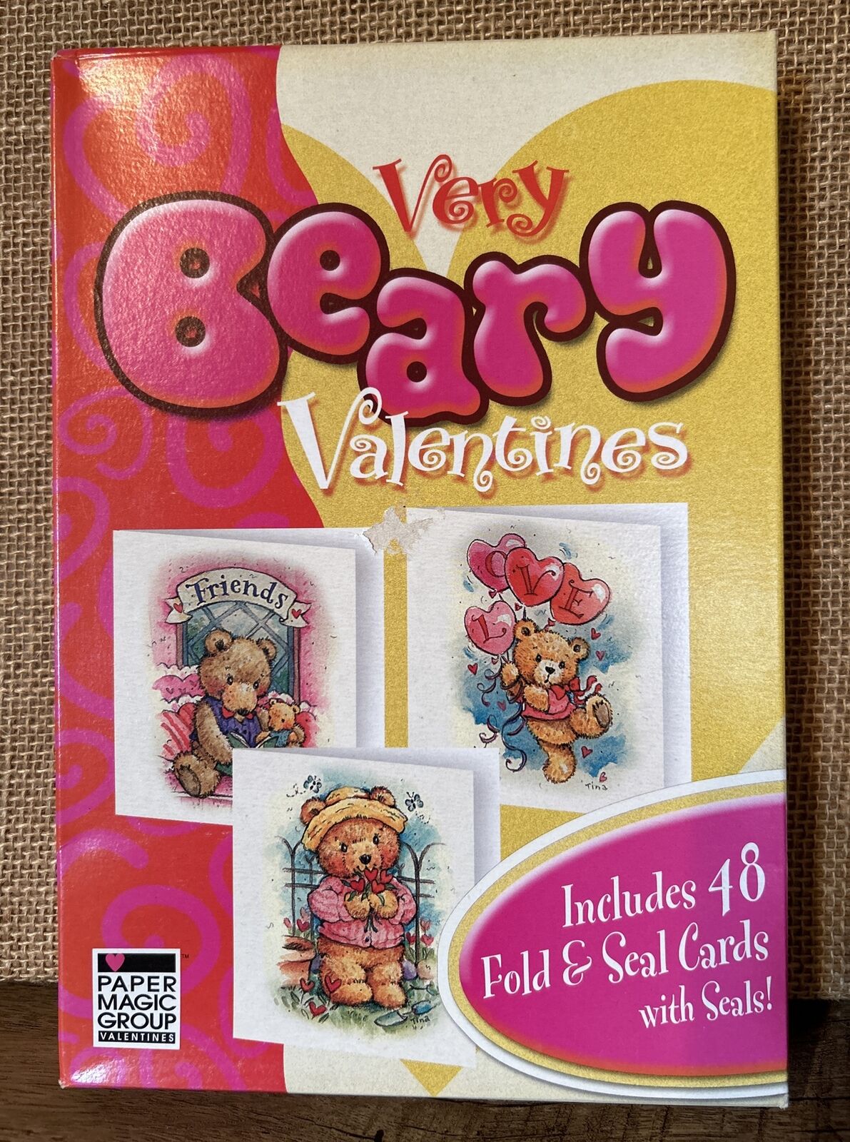 Vintage Very Beary Valentines Day Cards 48 Fold and Seal Cards with Seals NIB