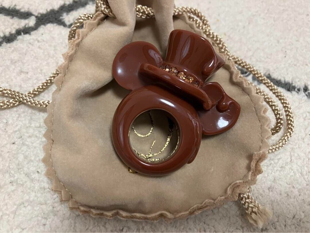 Q-pot. Mickey Mouse ring brown new disney