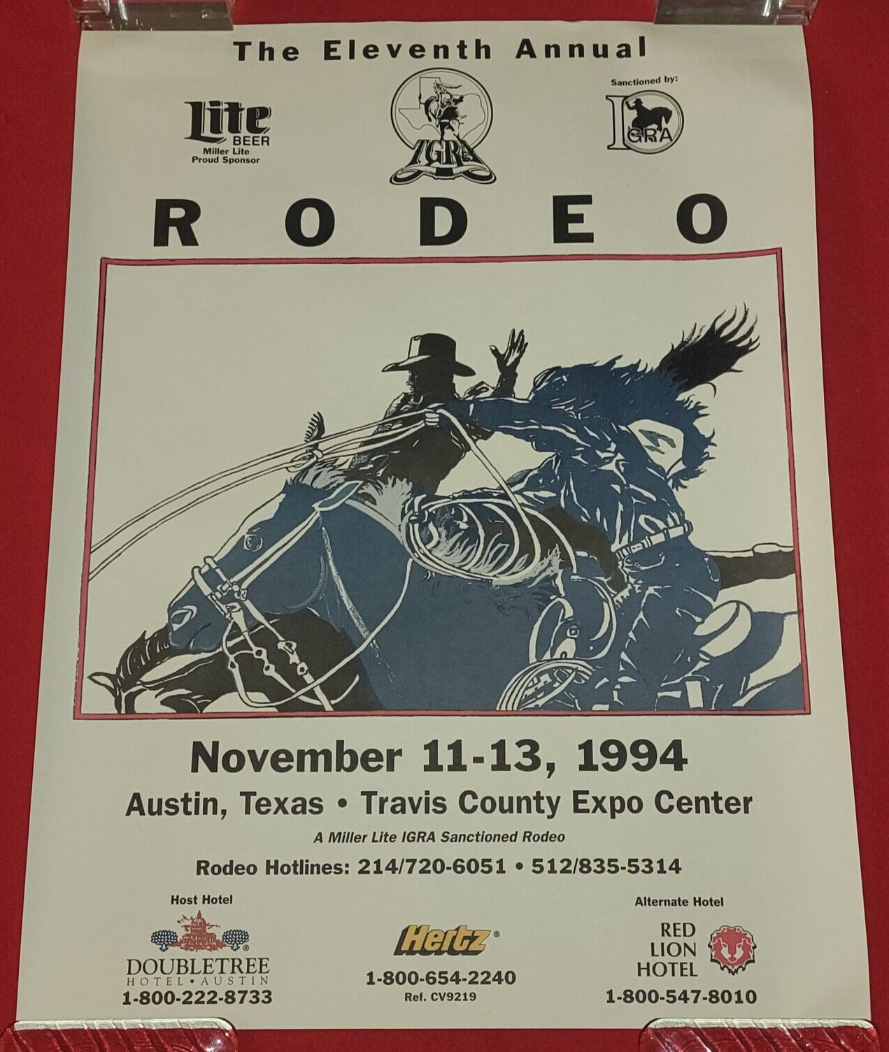 11th AUSTIN TX TGRA RODEO Promo Ad Art Print 1994 Poster VTG 18