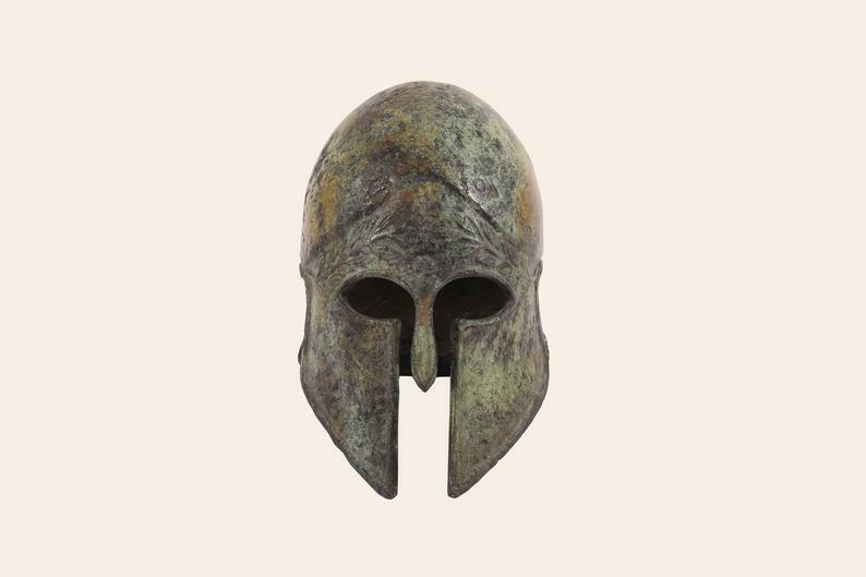 Ancient Greek Corinthian Helmet With Laurel Leaves on the Forehead
