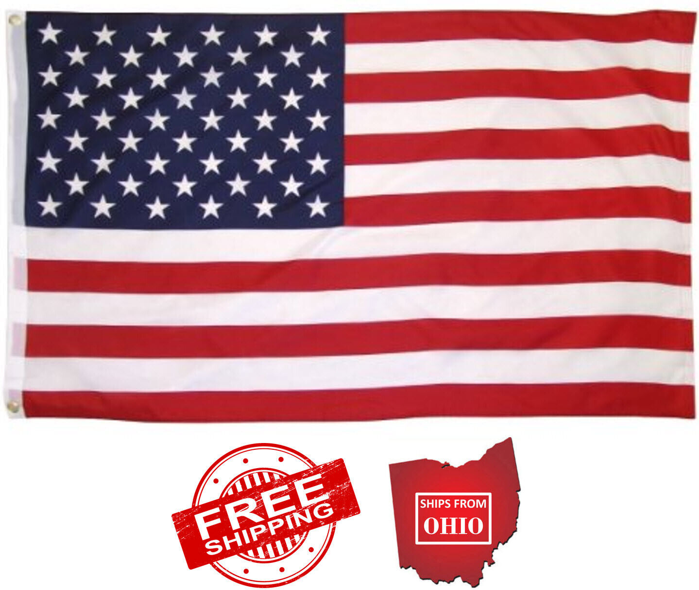 3' x 5' FT USA US U.S. American Flag Large Indoor Outdoor Flag With Grommets 