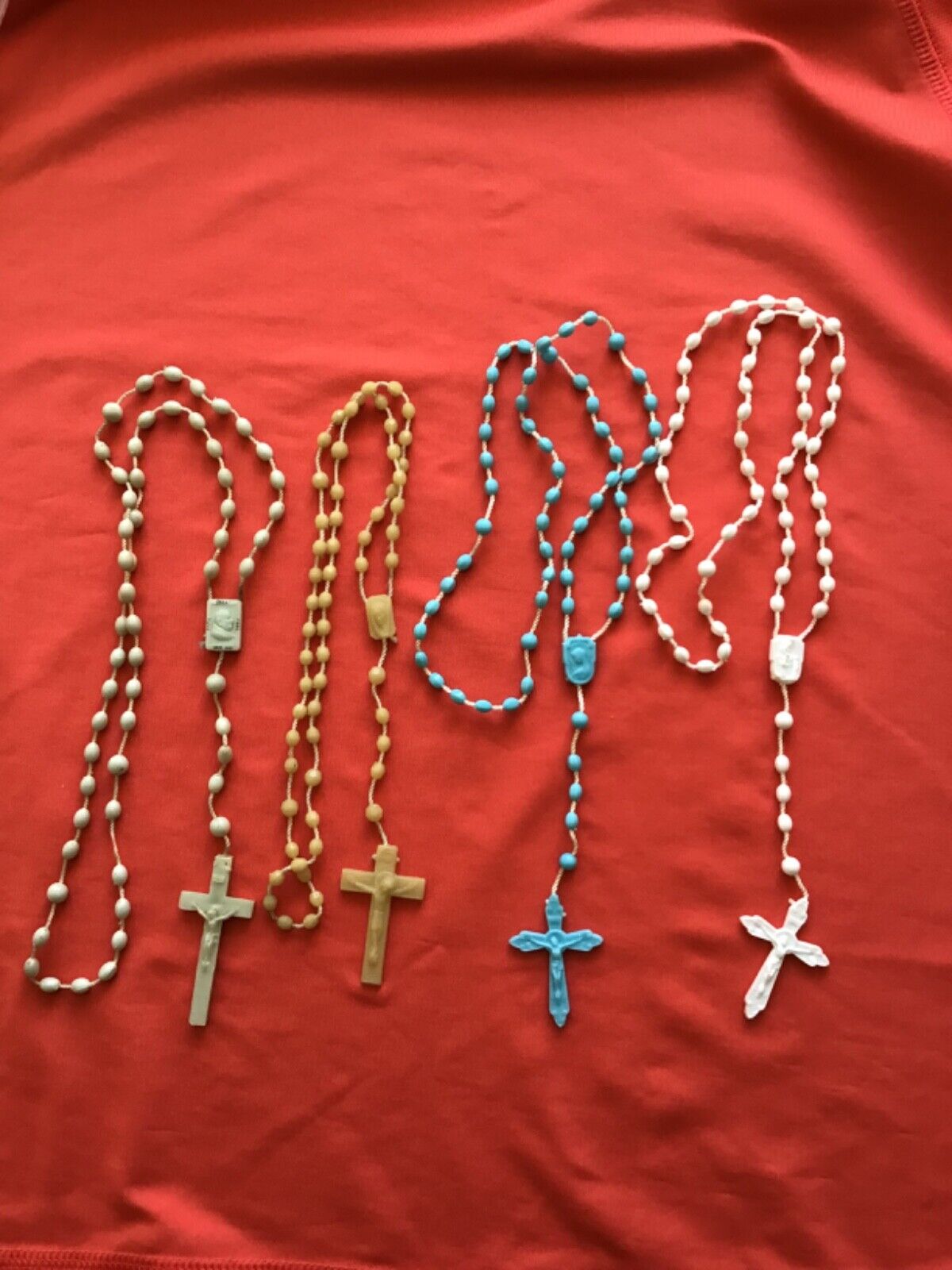 Special vintage lot of 4 rosary rosaries 1960th from Italy, made in Italy