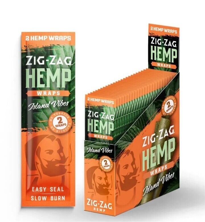 ZIG ZAG Natural Organic Wrap ISLAND VIBES Full Box 25 Pouches 50 Wraps Total
