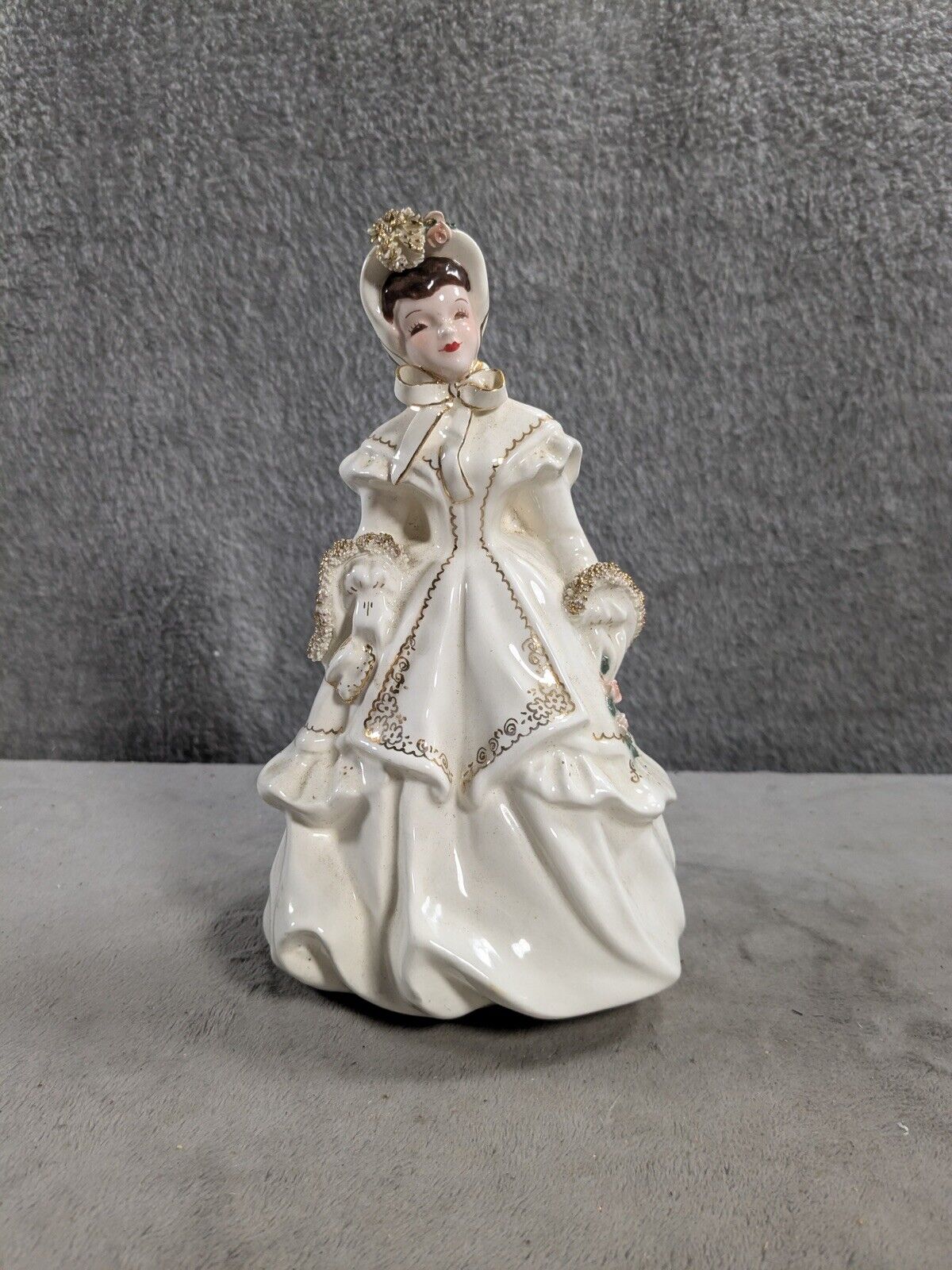 Figurine by FLORENCE CERAMICS PASADENA CALIFORNIA Victorian Lady 7.5” Scarlett