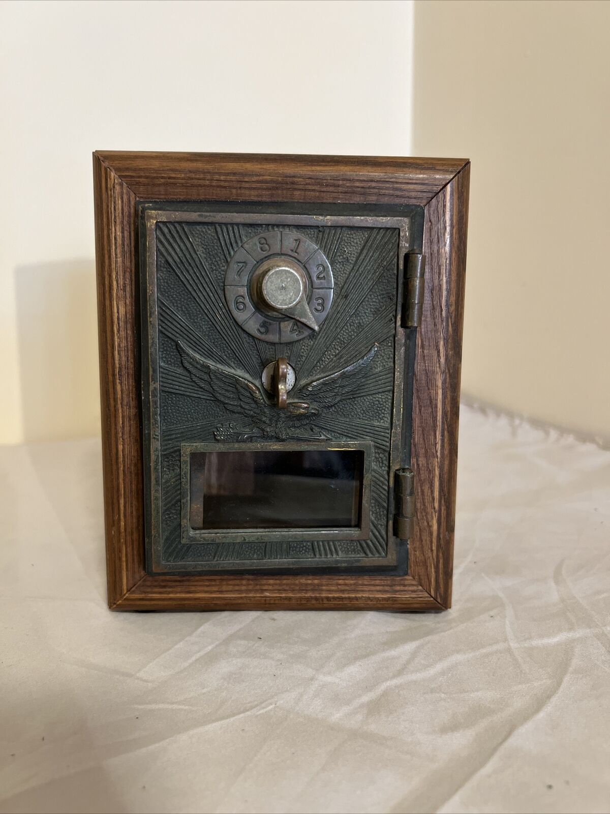 Brass Post Office (PO) Box, Eagle With Arrows Letterbox Combination Lock Works